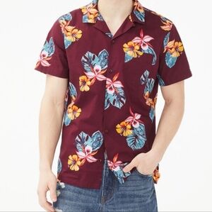 Aeropostal The Reaort Shirt Tropical Flower Button-Down